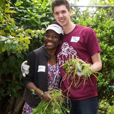 LMU students engaged in a service organization activity.