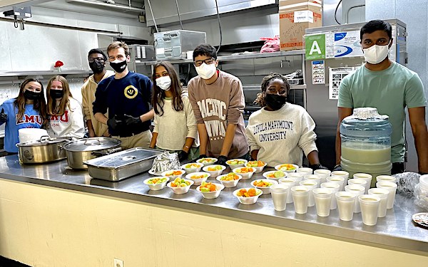 Campus Ministry students serving food